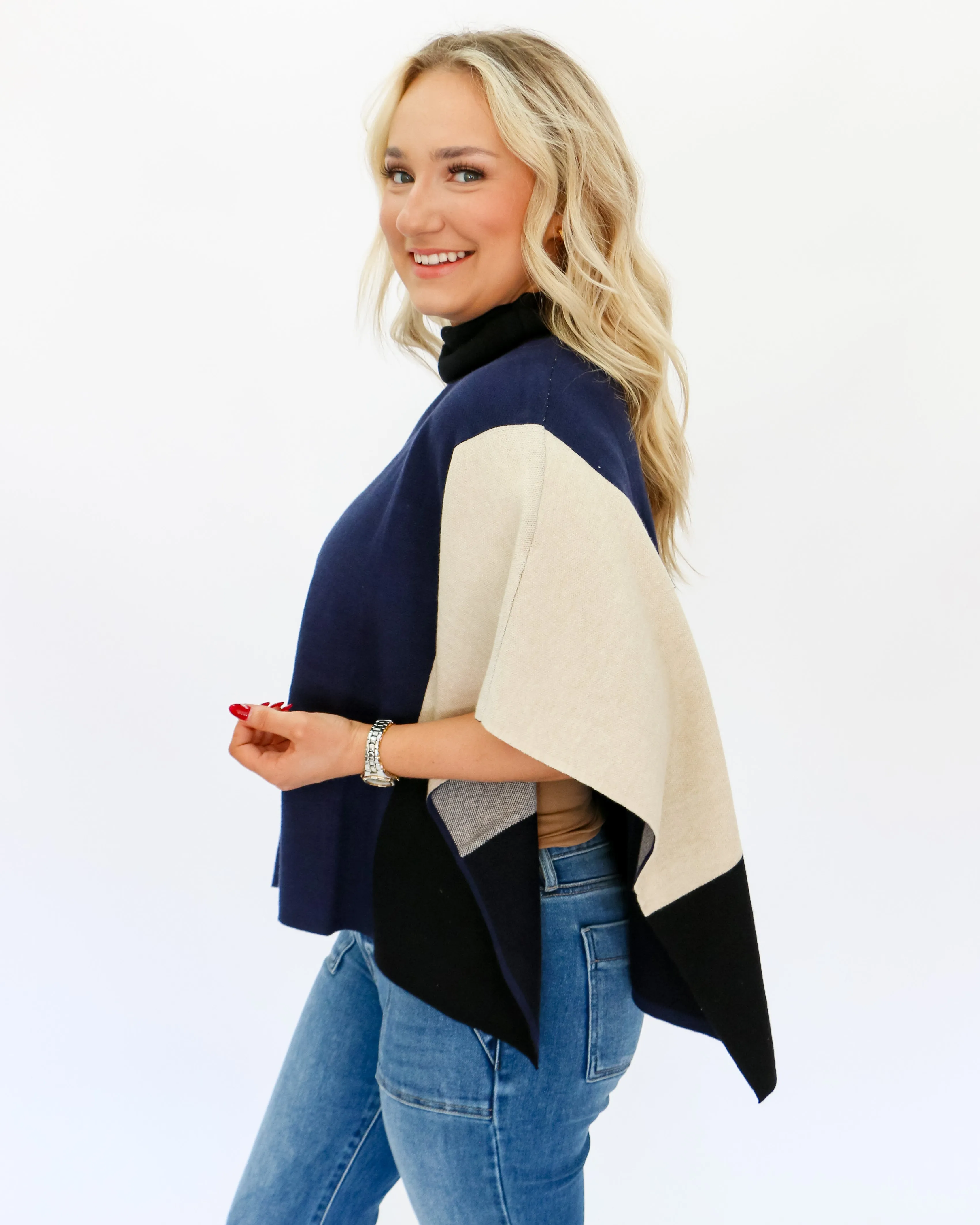 Colorblock Poncho