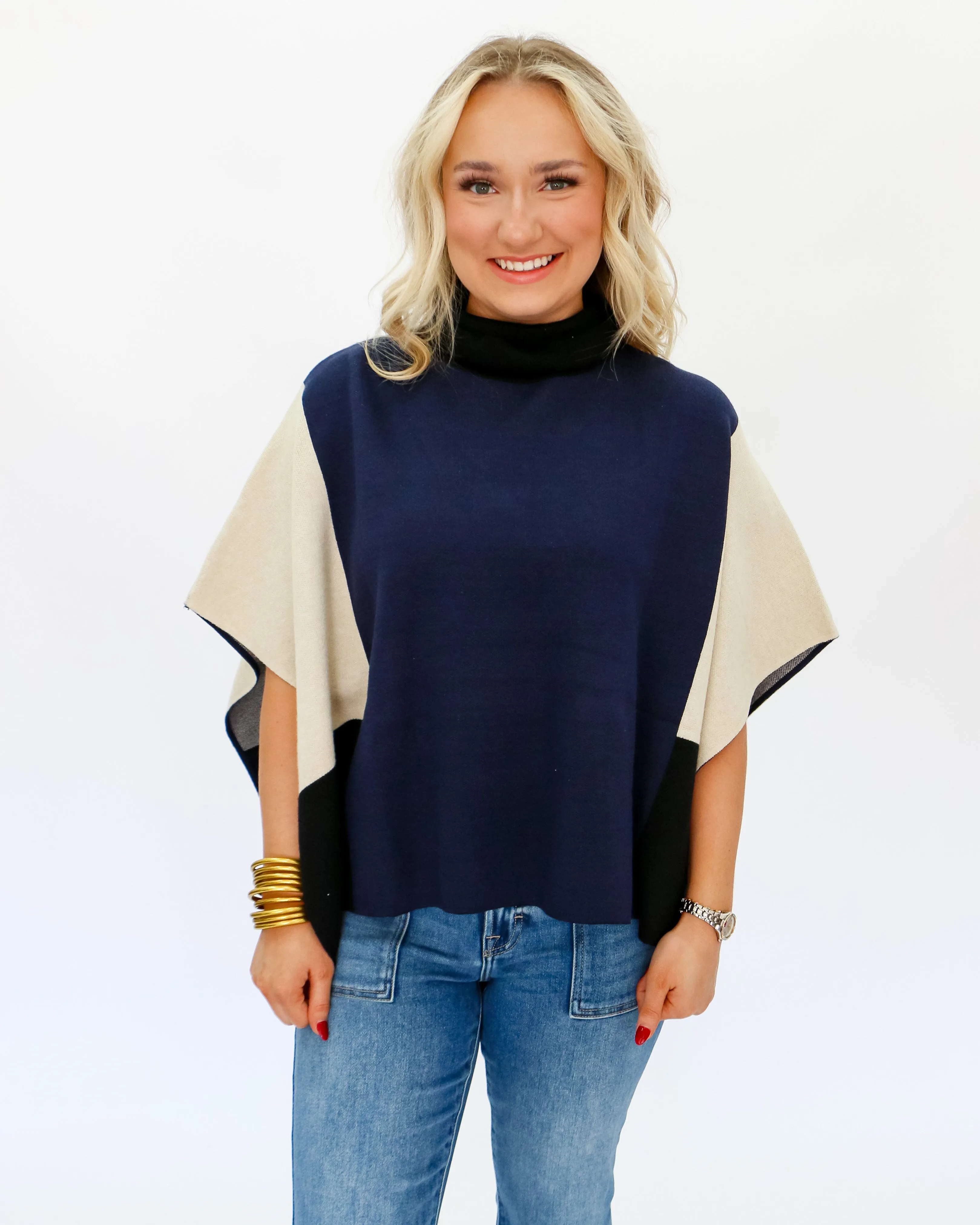 Colorblock Poncho