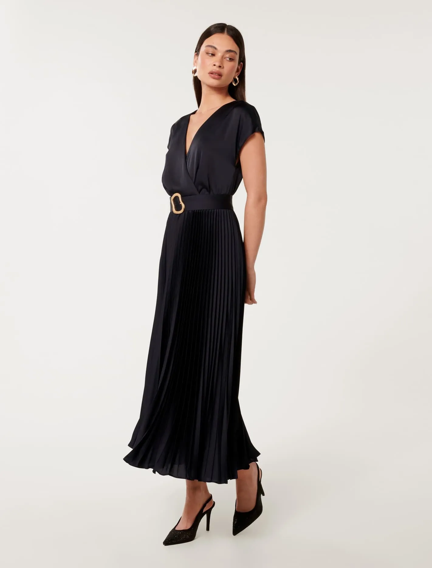 Cordelia Satin Wrap Midi Dress