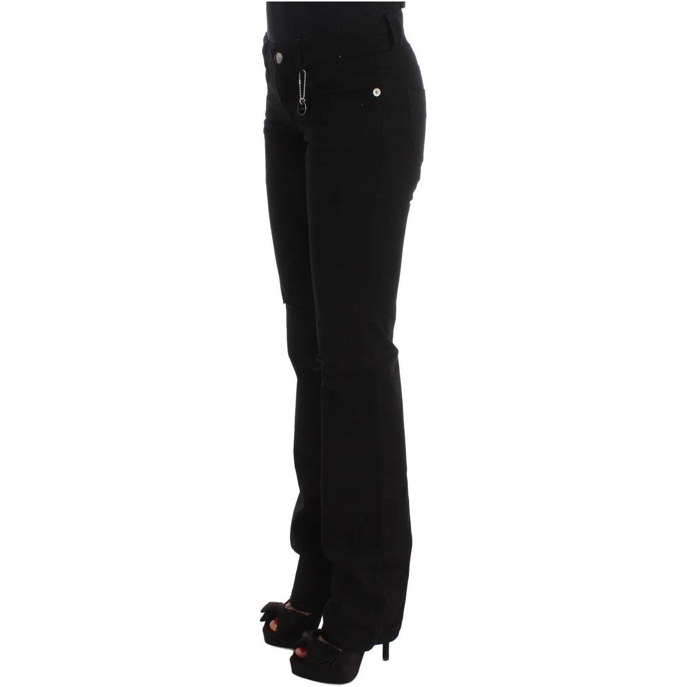 Costume National Chic Black Slim Fit Zippered Cotton Jeans