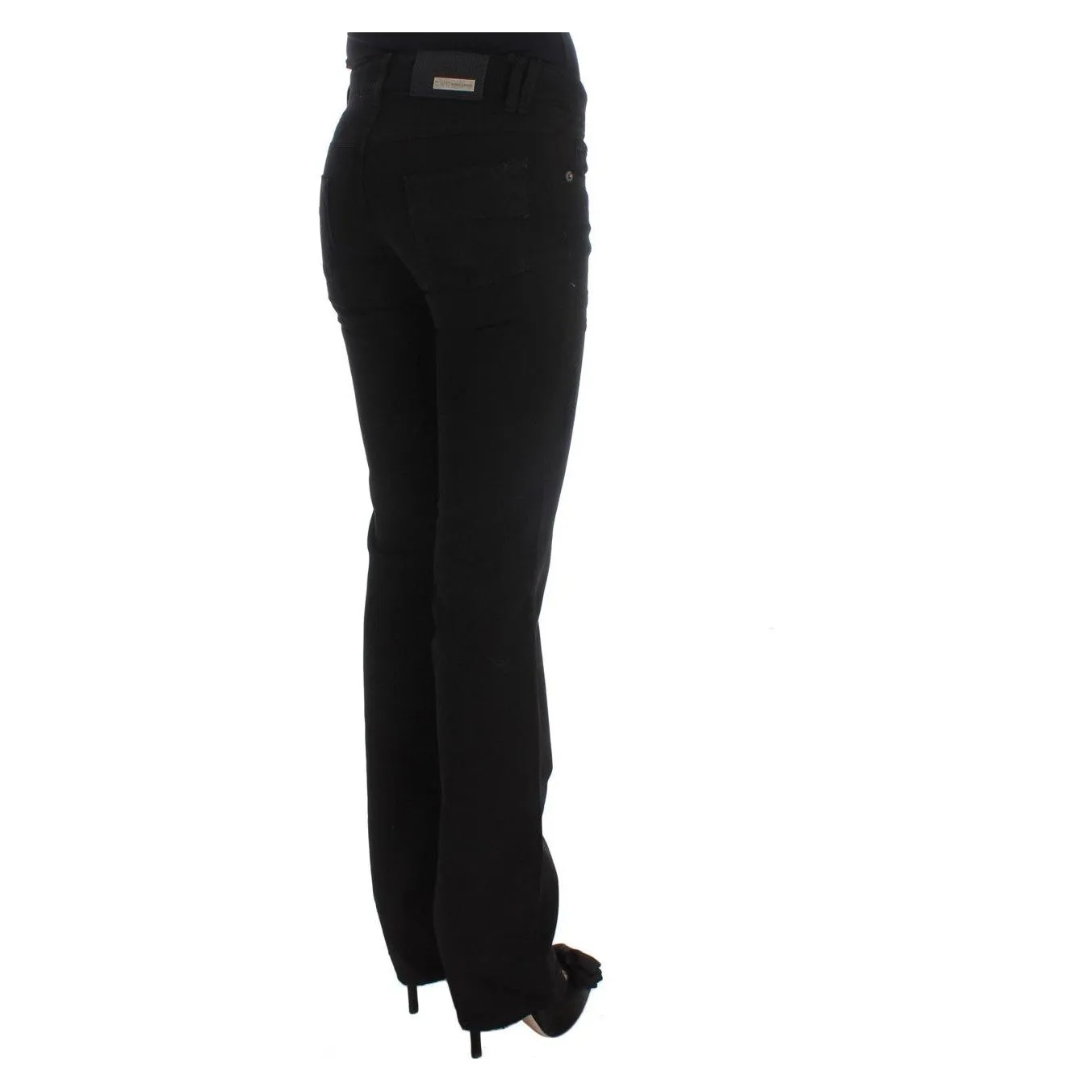 Costume National Chic Black Slim Fit Zippered Cotton Jeans