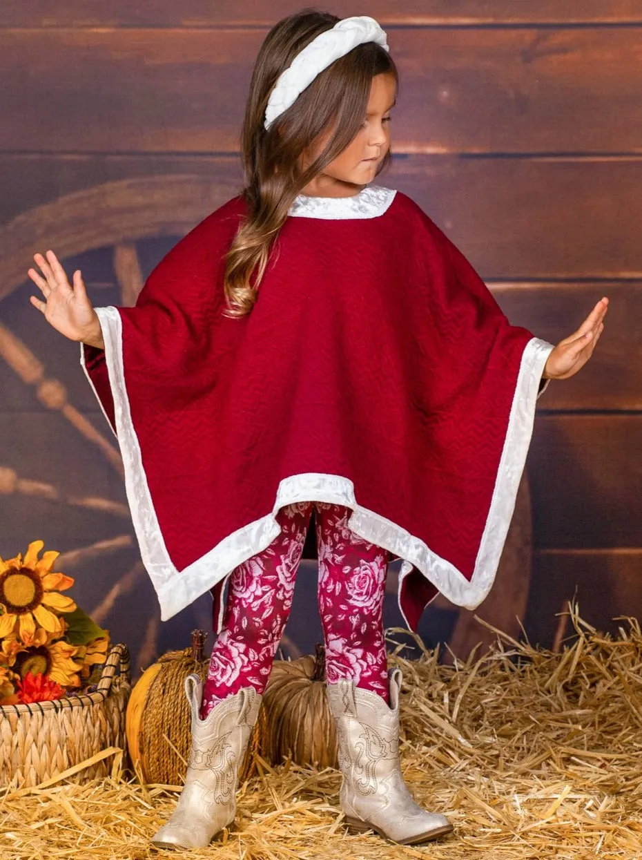 Cranberry Poncho and Rose Legging Set