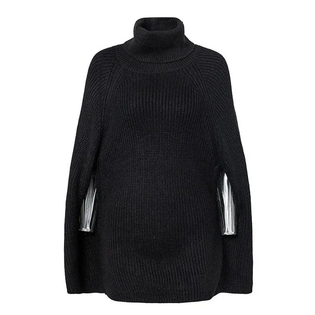 Cynthia turtleneck oversize knitted poncho jumper