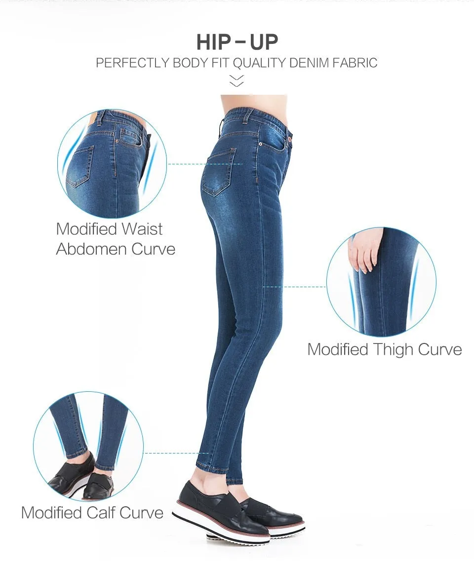 Denim Women's Jeans High Waist Stretchable Skinny Pants Trousers