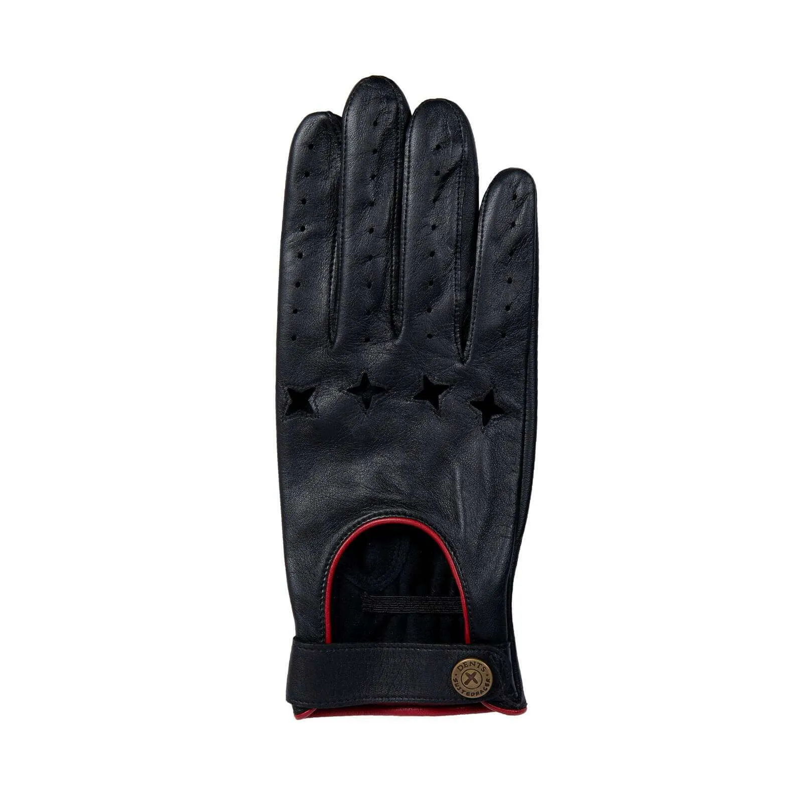 Dents Mens Suited Racer Touchscreen Leather Driving Gloves w/ Wristwatch Cut-Out