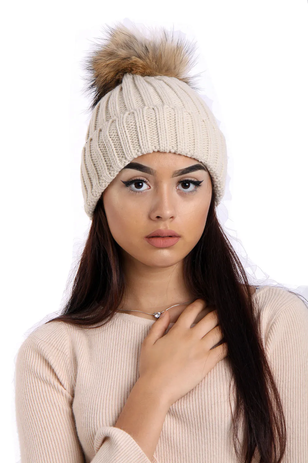 Detachable Faux Fur Bobble Pom Pom Hat