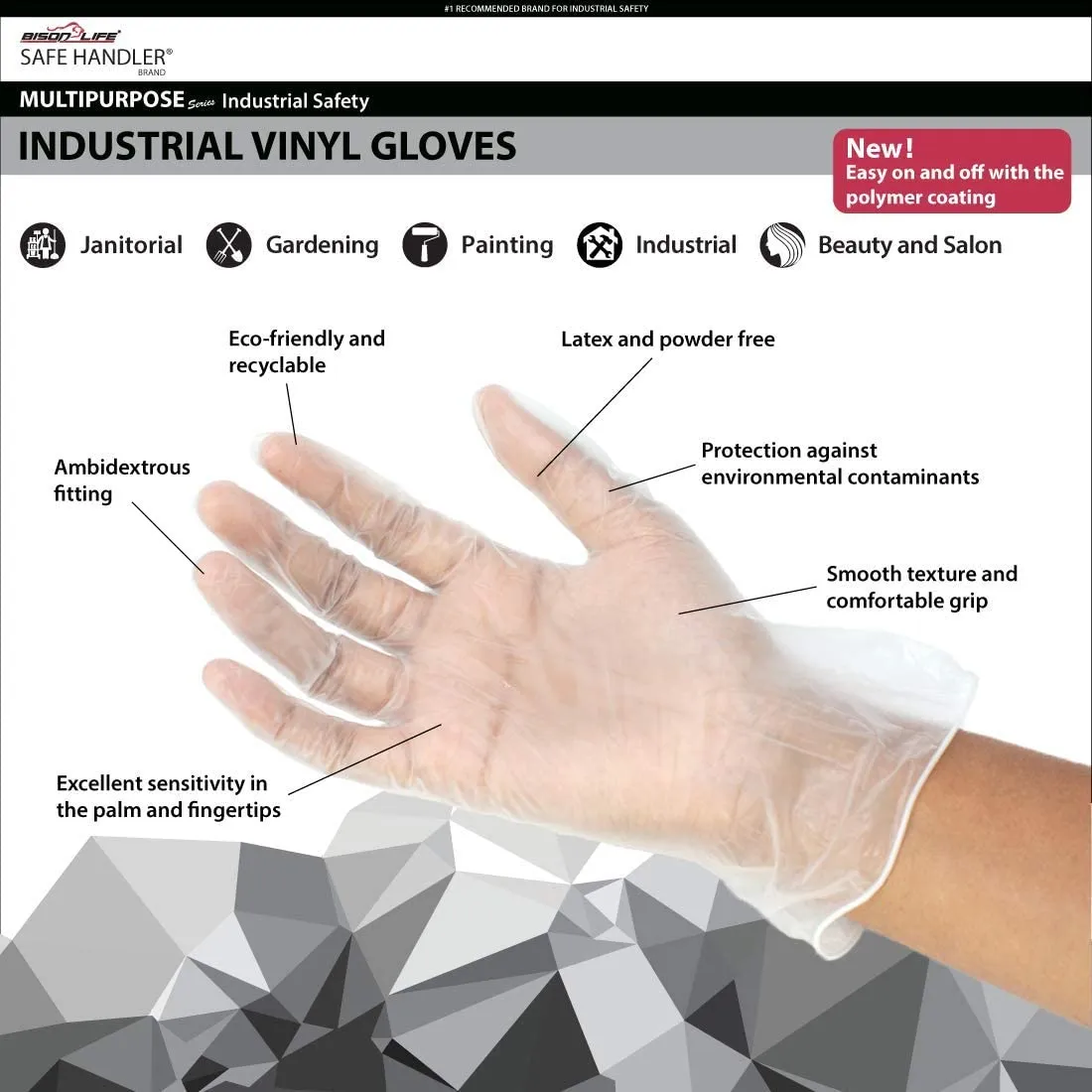 Disposable Vinyl Gloves, Multi-Purpose, Powder Free, OSFM (Pack of 1000)