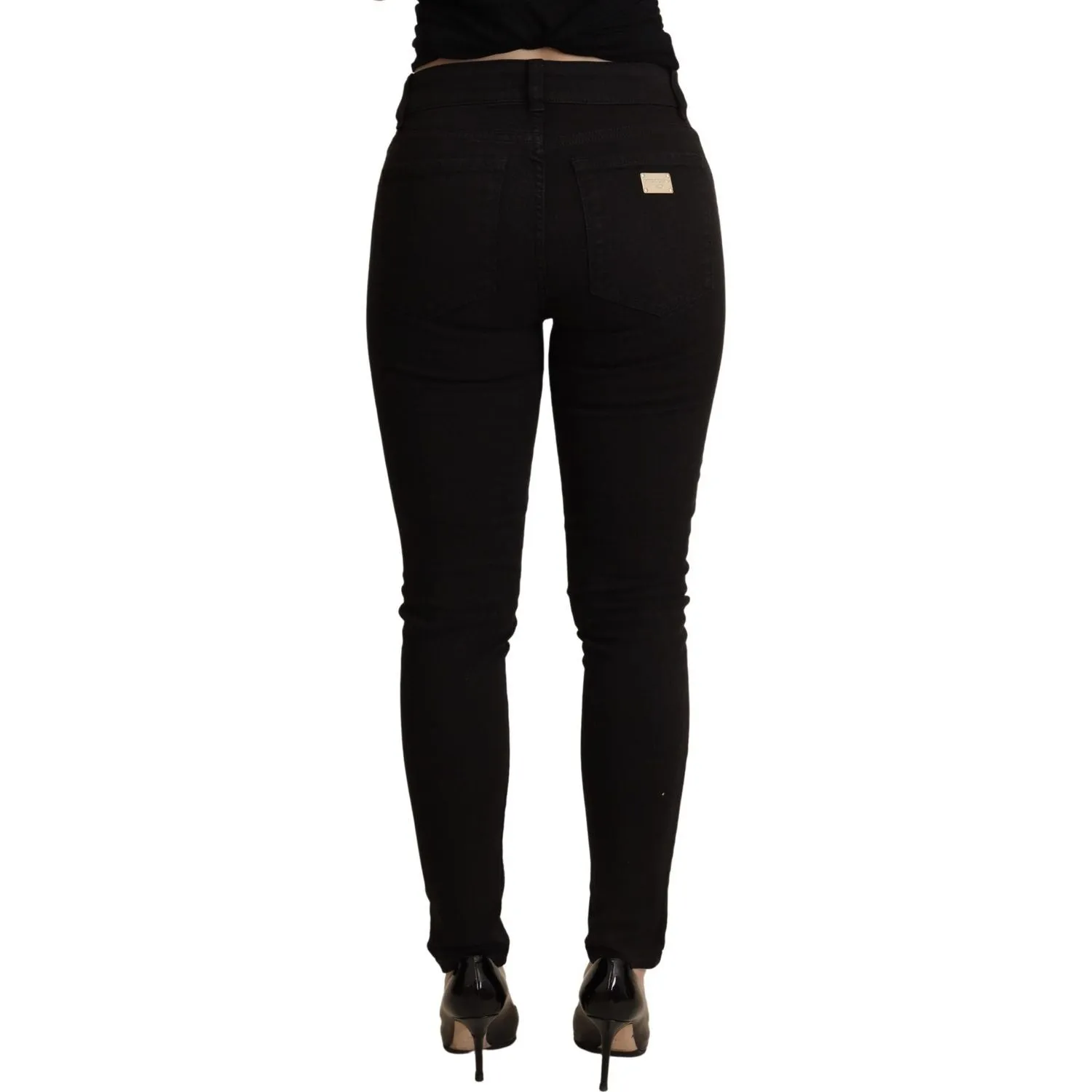 Dolce & Gabbana Elegant Mid-Waist Skinny Black Jeans