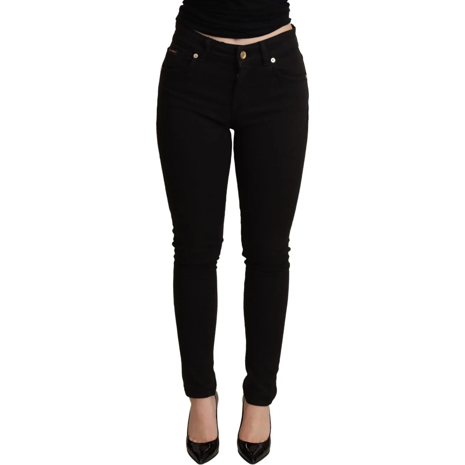 Dolce & Gabbana Elegant Mid-Waist Skinny Black Jeans