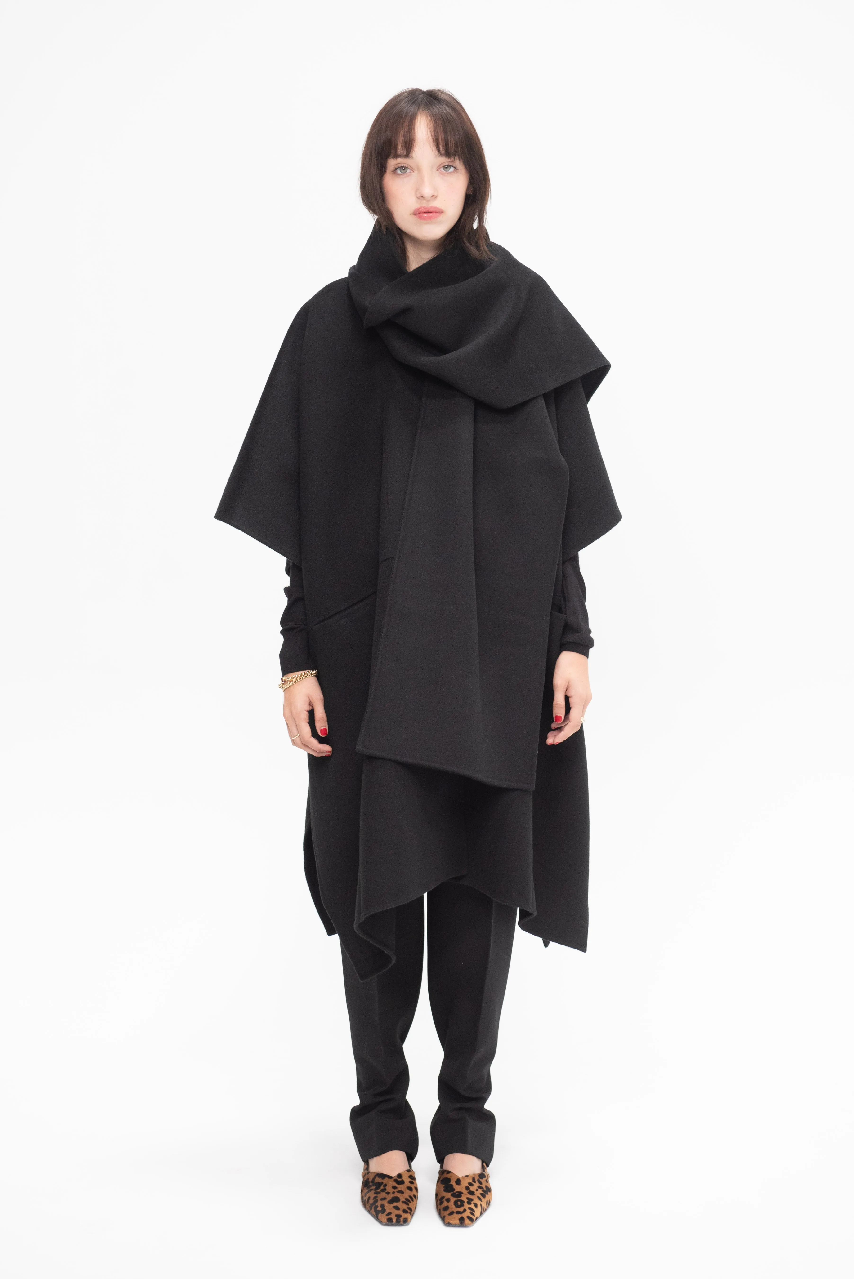 Doublé Scarf Coat, Black