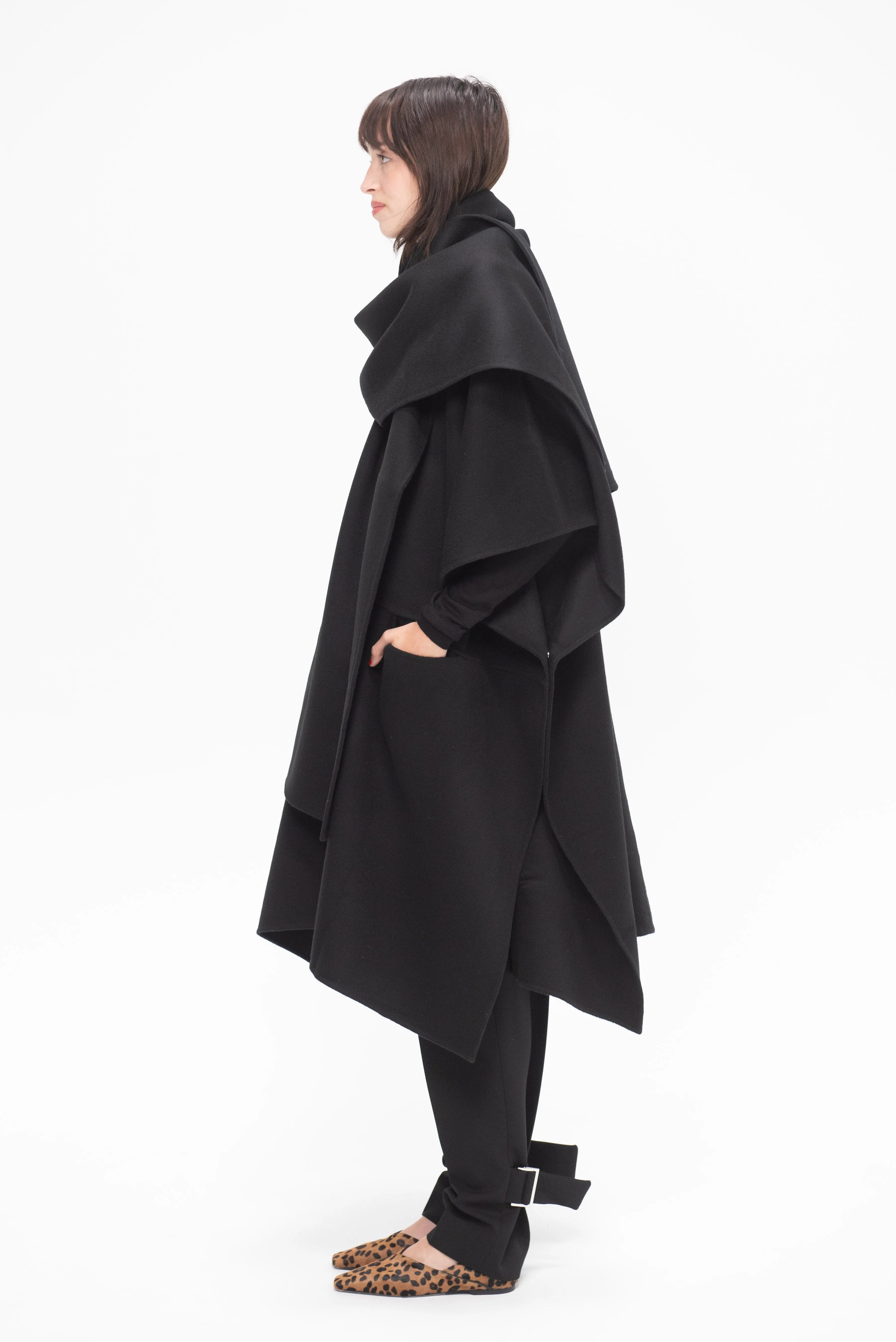 Doublé Scarf Coat, Black