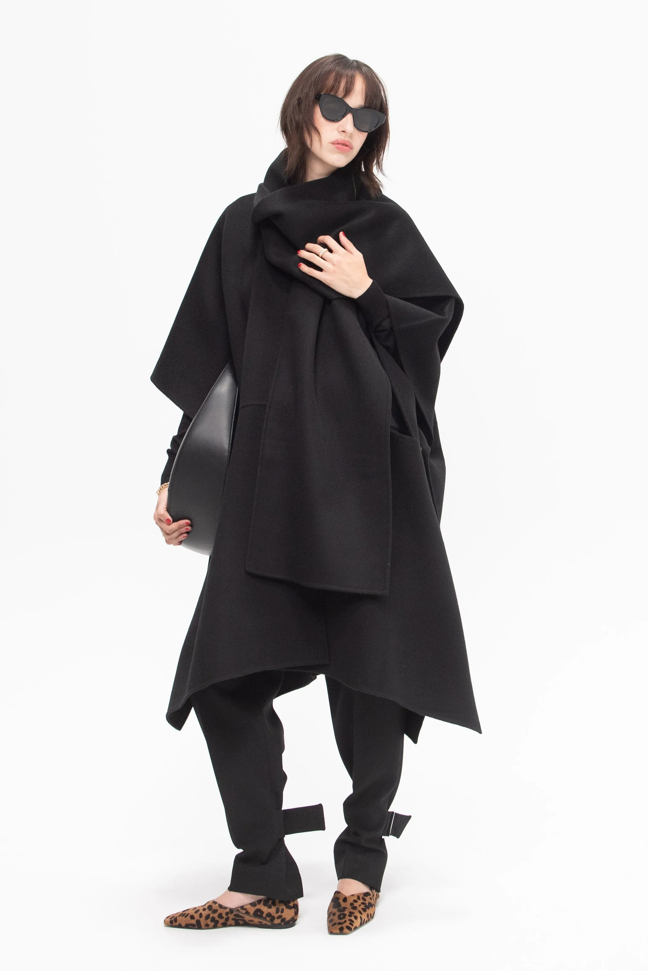 Doublé Scarf Coat, Black