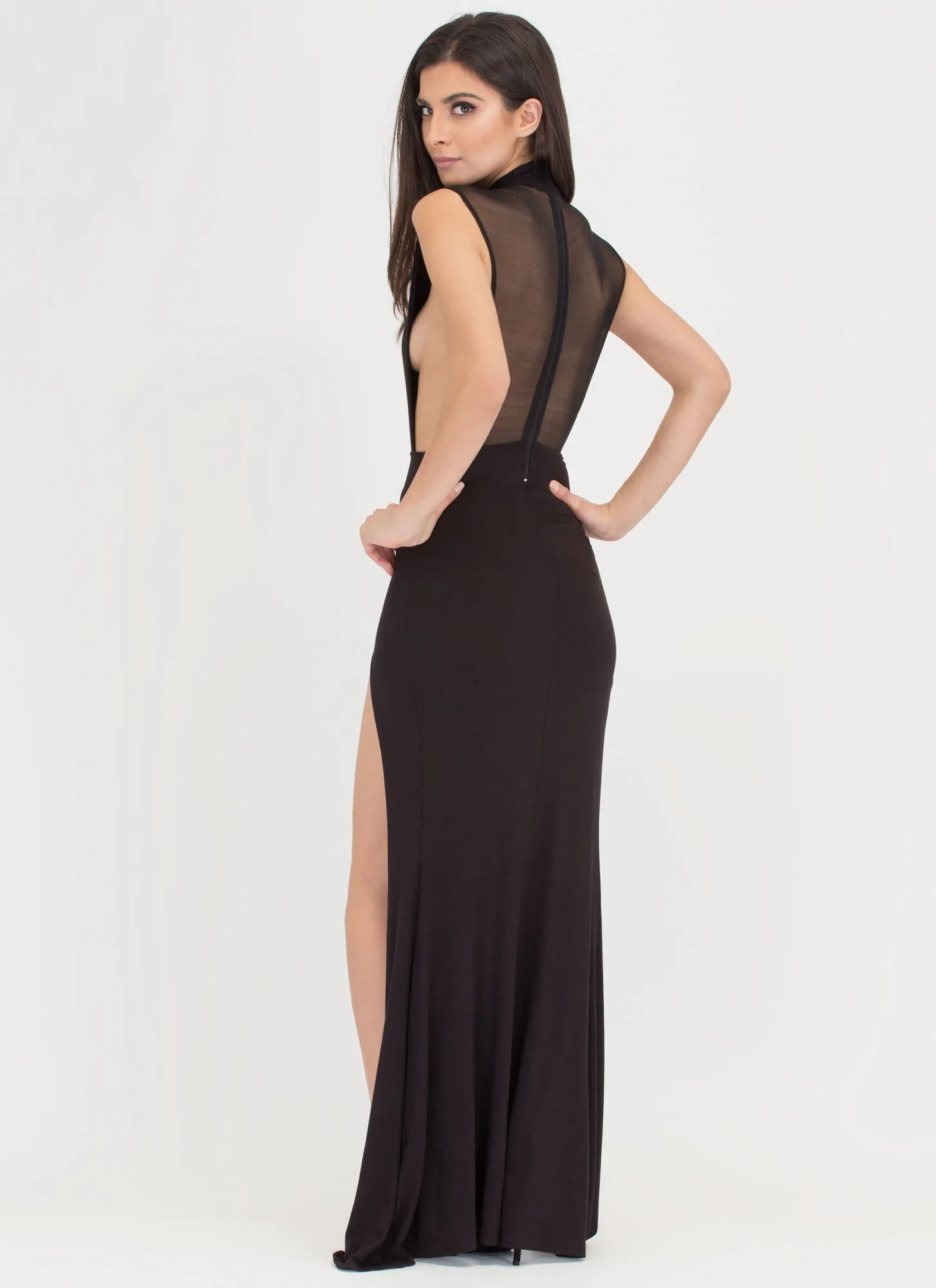 Double Vision Sheer 'N Slit Maxi Dress