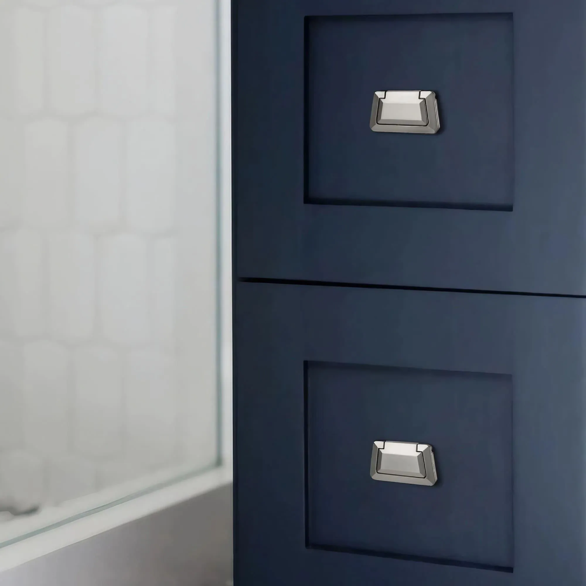 Drawer Concealed Buckle Flat Cabinet Handles in Leather Texture