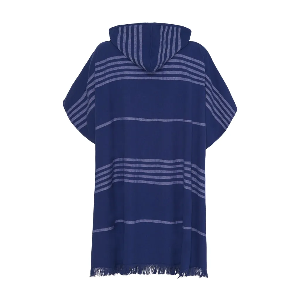 Dune Beach Poncho - Dark Navy / White