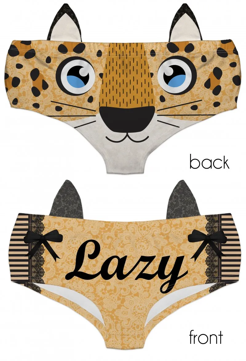 Ear Pantie - Lazy Leopard (6-10 UK Size)