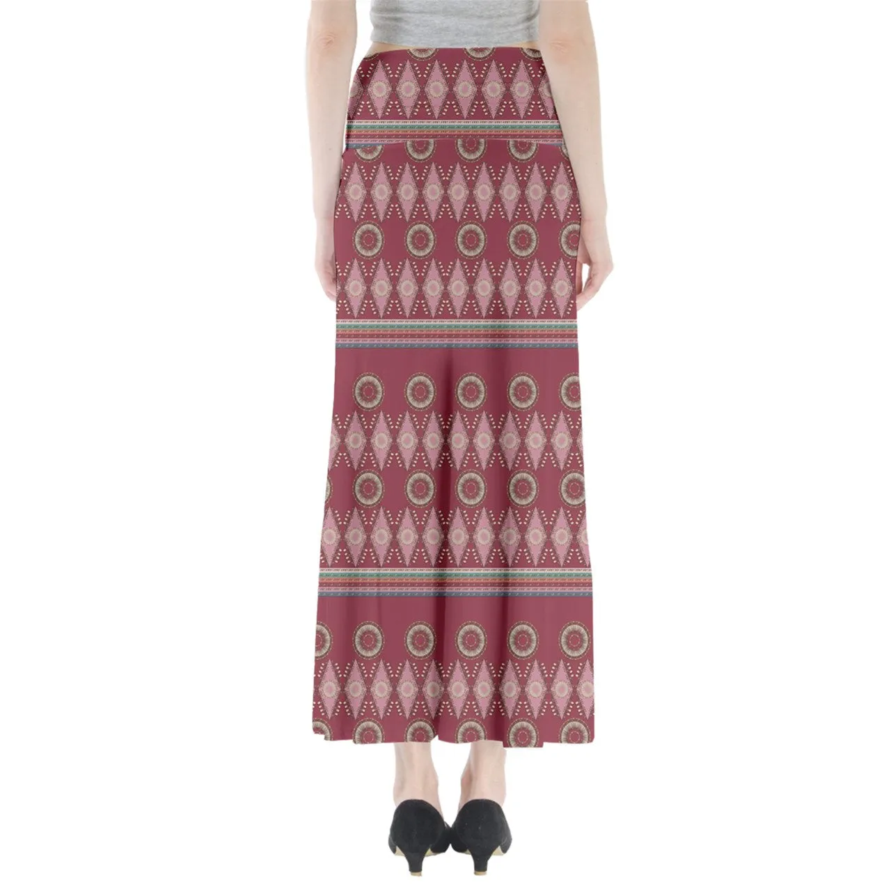 Elk Tooth Honor Maroon Full Length Maxi Skirt