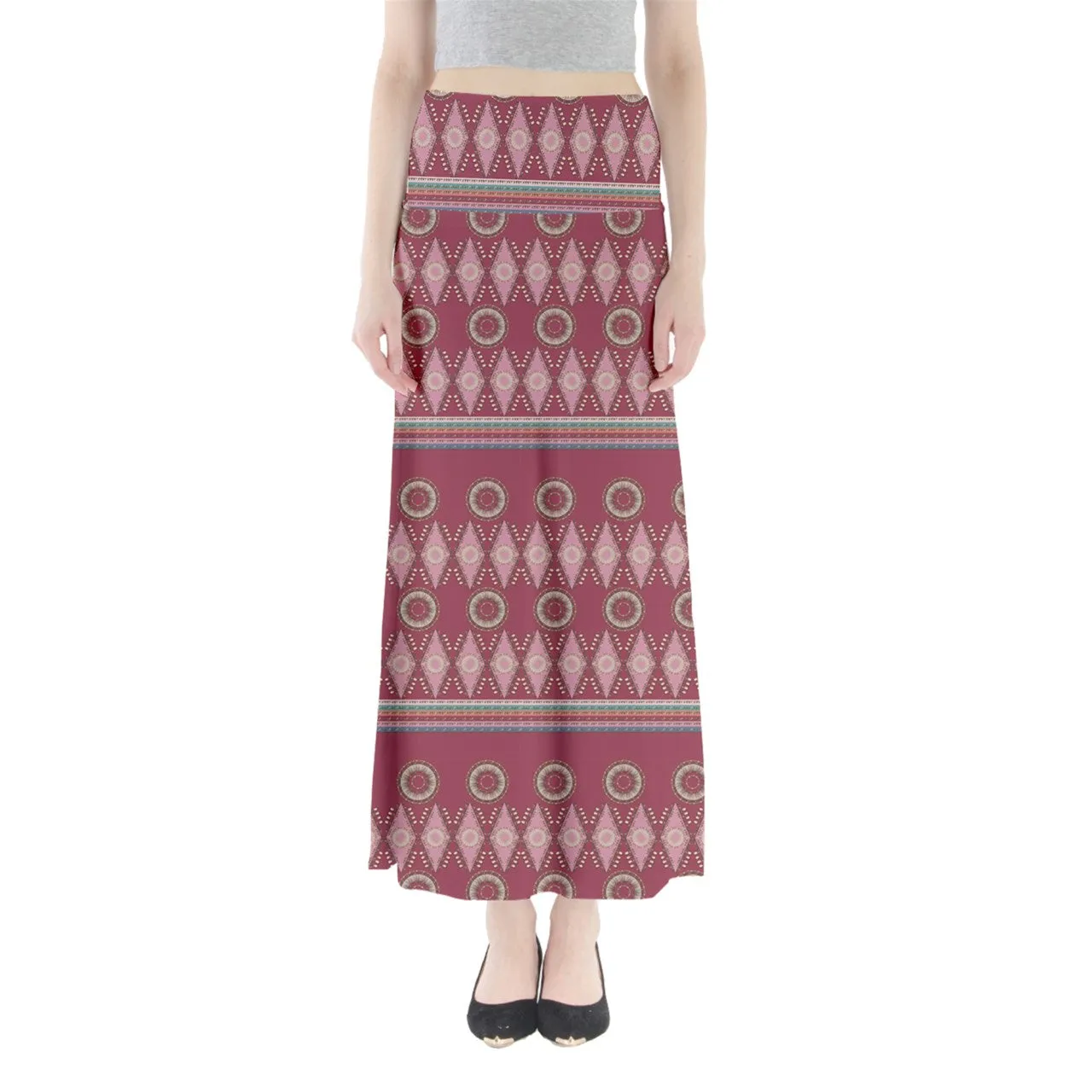 Elk Tooth Honor Maroon Full Length Maxi Skirt