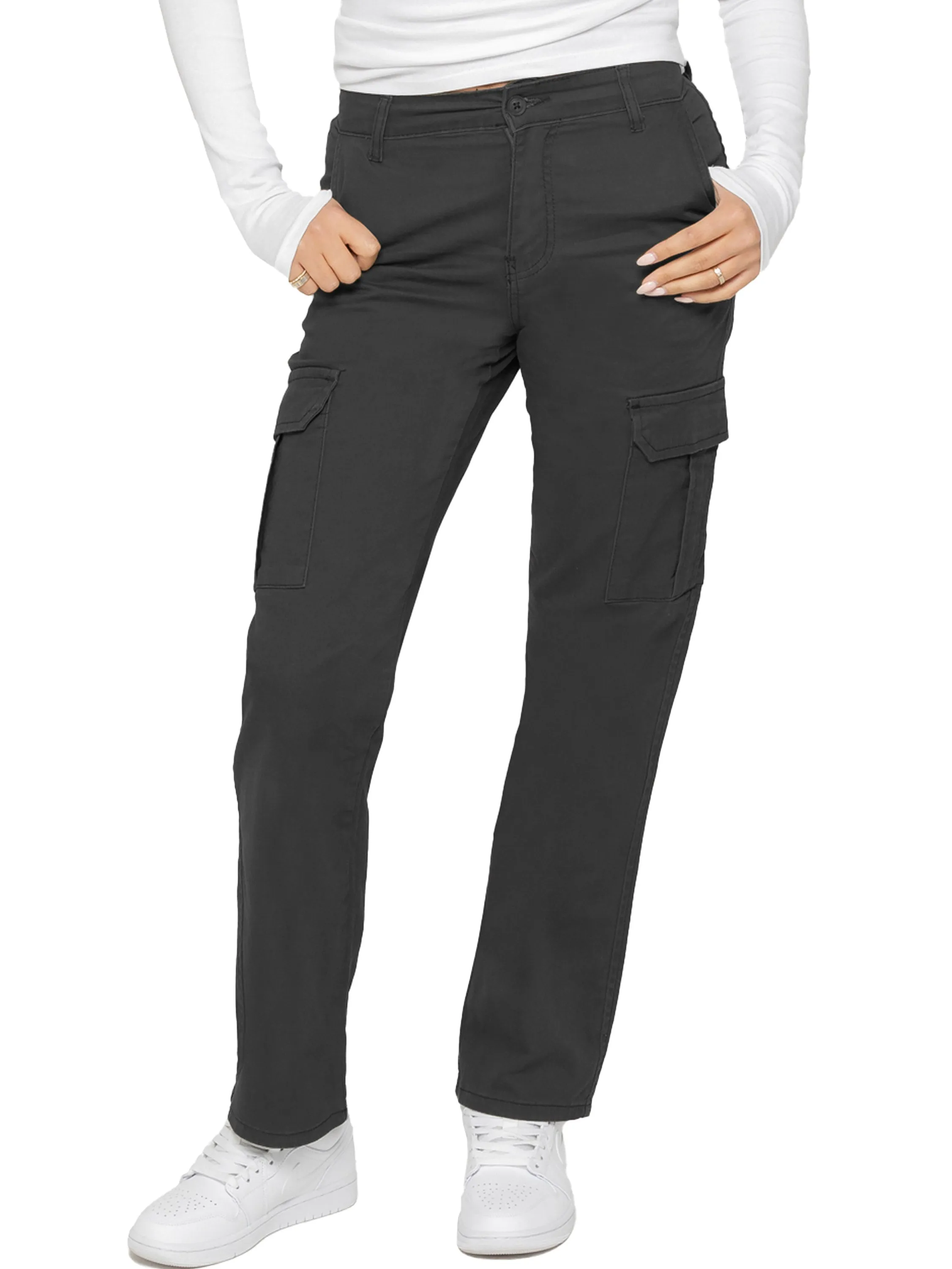 Enzo | Womens Stretch Cargo Jeans