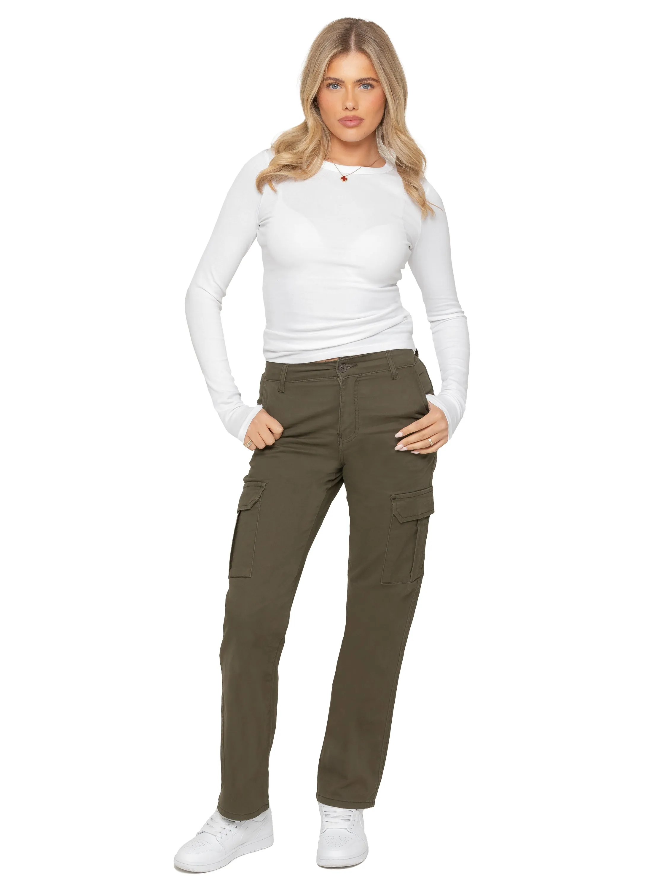 Enzo | Womens Stretch Cargo Jeans