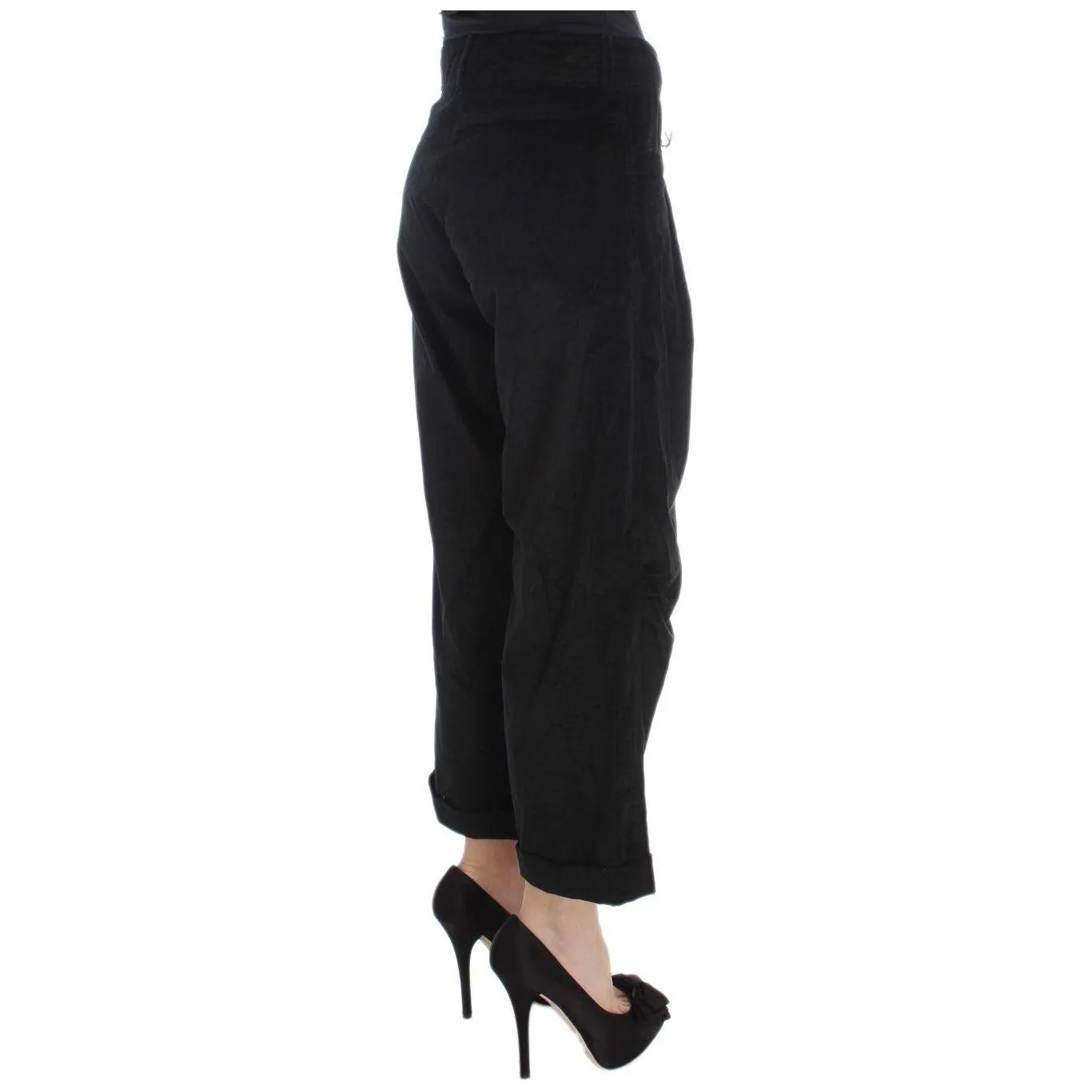 Ermanno Scervino Chic Black Wide Leg Cotton Jeans