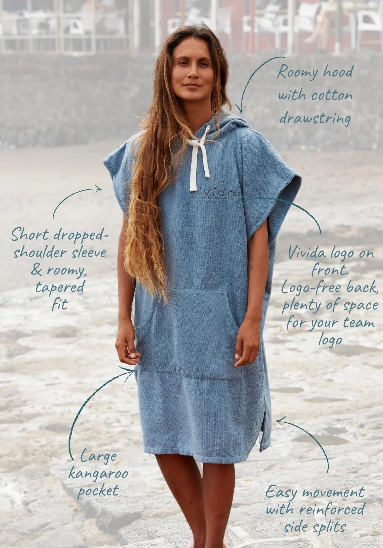 Essential Poncho Towel Changing Robe - Mineral Blue