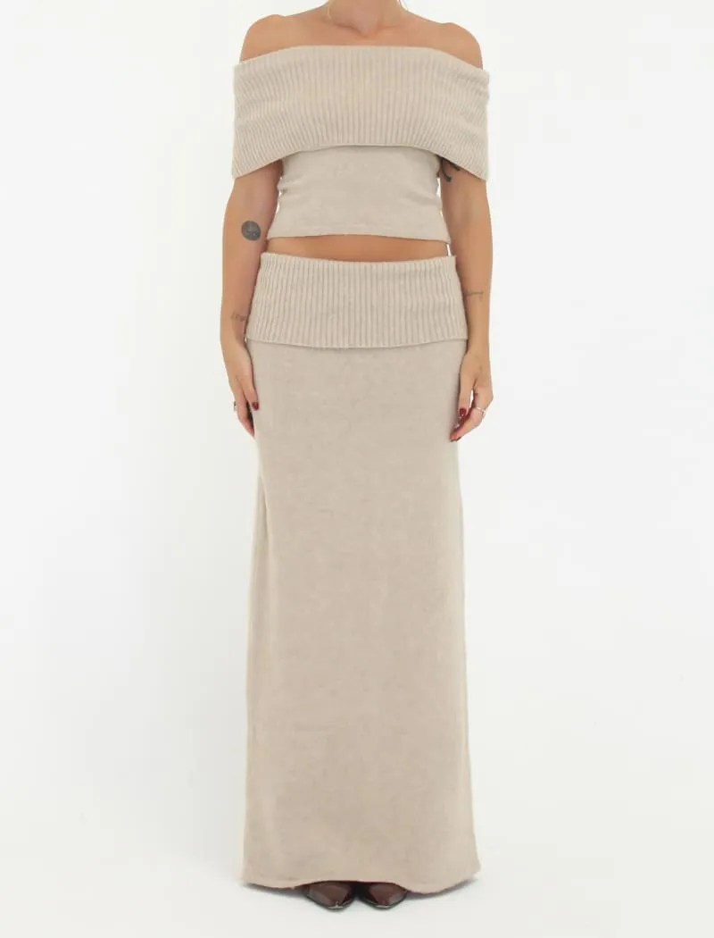 Fairfield Foldover Maxi Skirt | Latte