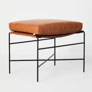 Faux Leather & Metal Ottoman - Hearth & Hand with Magnolia