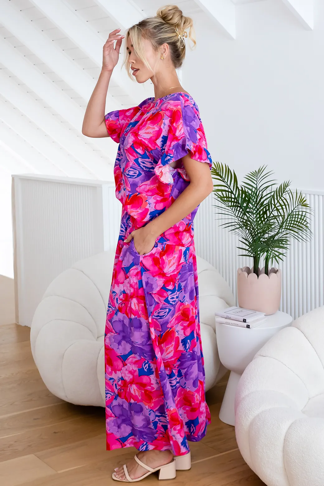 FINAL SALE | Kyla Maxi Skirt Camellia Print Purple