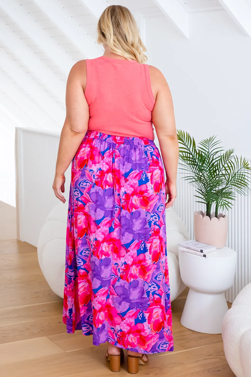 FINAL SALE | Kyla Maxi Skirt Camellia Print Purple