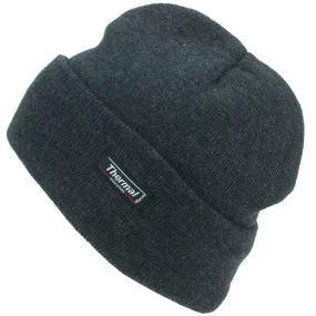 Fine Knit Beanie Hat - Charcoal Grey