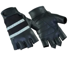 Fingerless Reflective Leather Riding Gloves