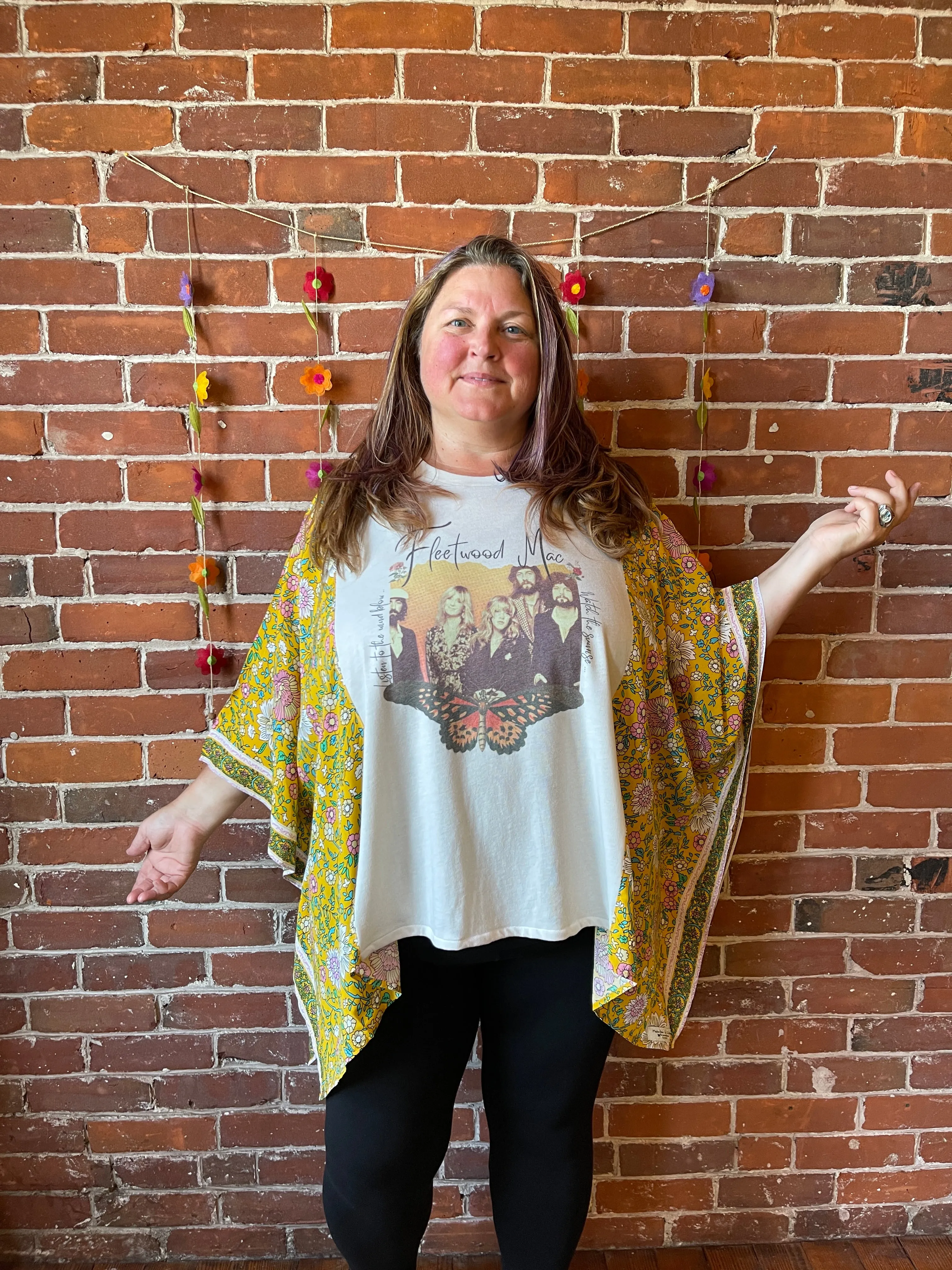 Fleetwood Mac Butterfly Inspired Retro Floral Poncho