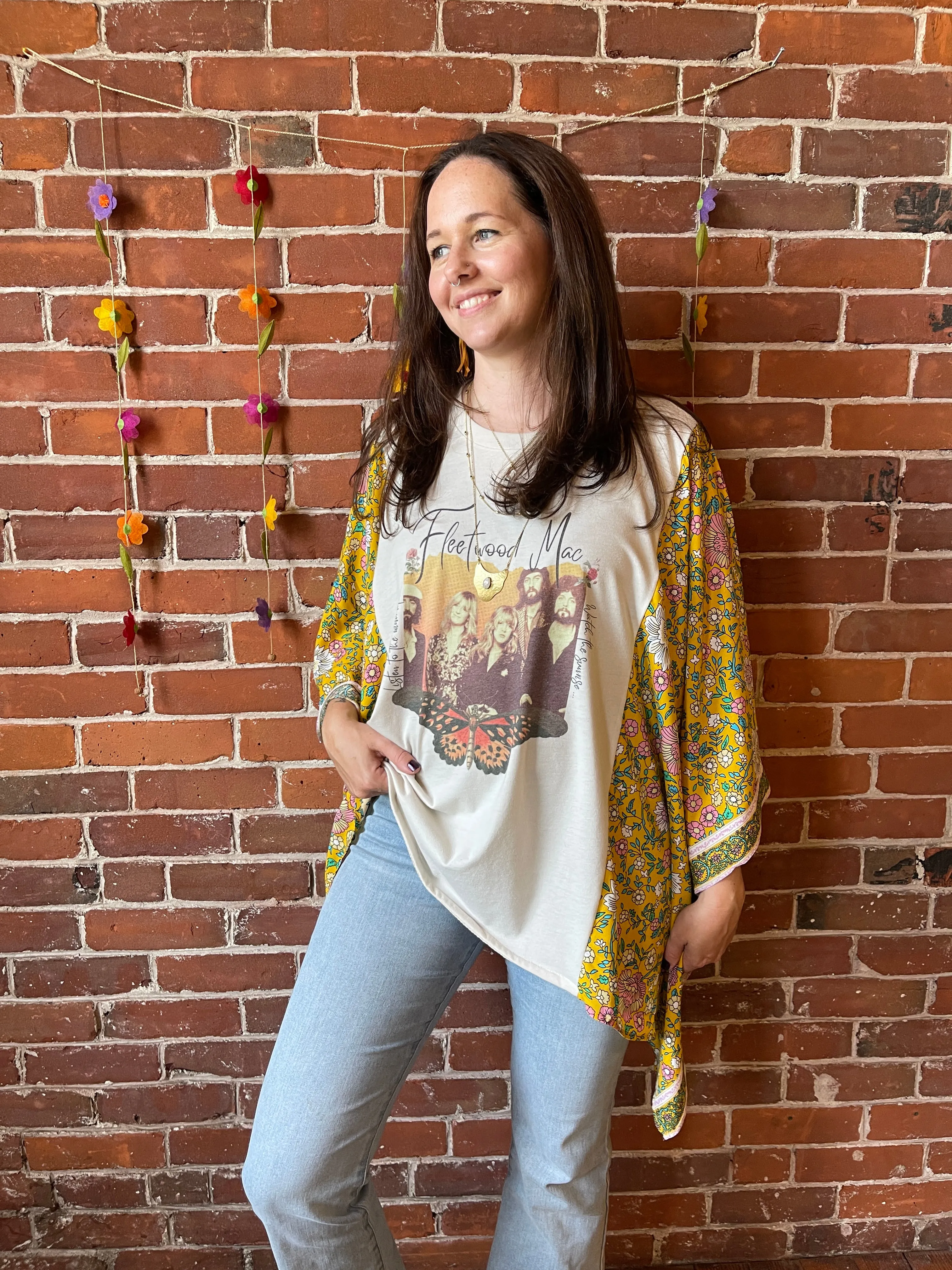 Fleetwood Mac Butterfly Inspired Retro Floral Poncho