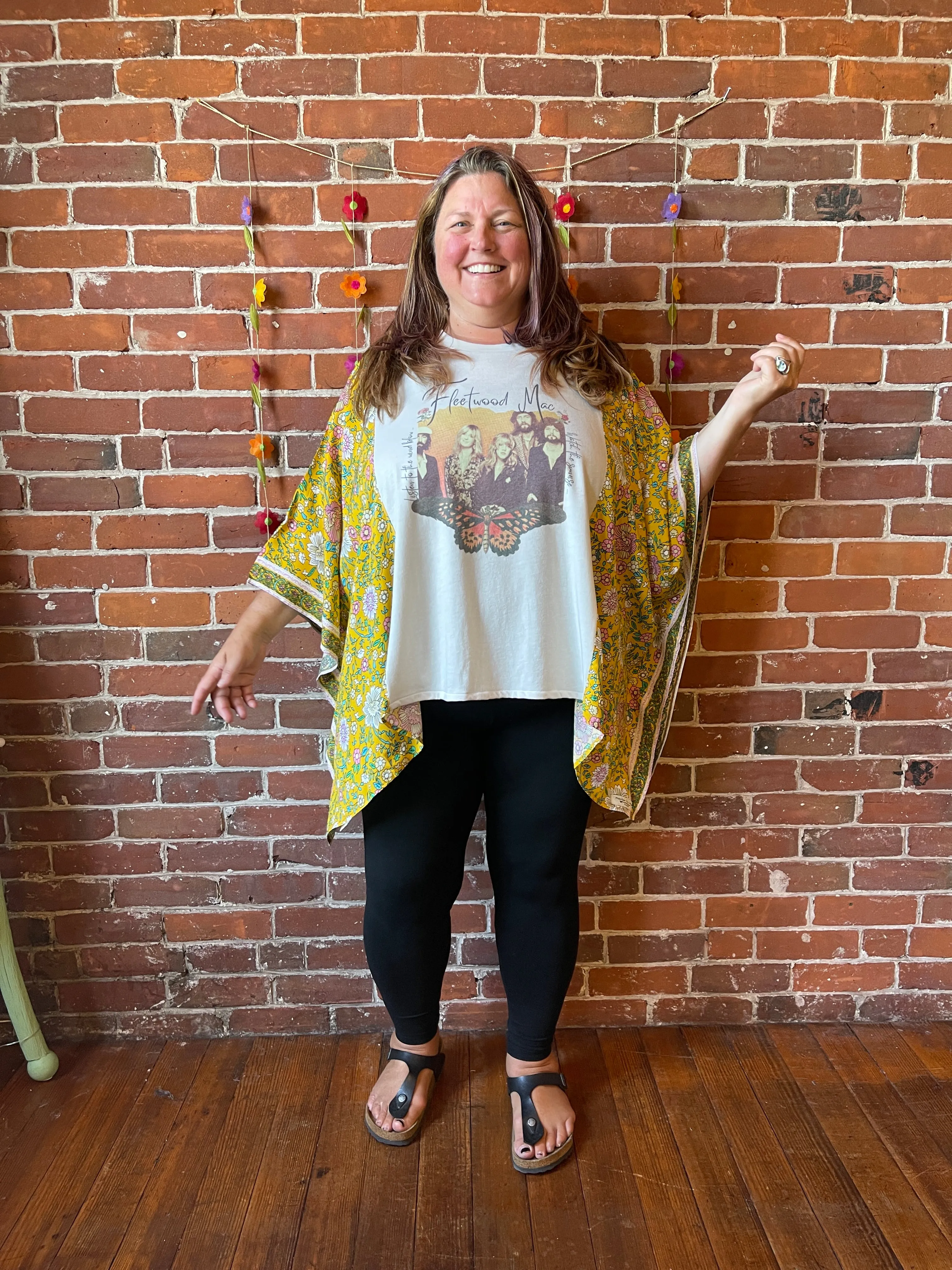 Fleetwood Mac Butterfly Inspired Retro Floral Poncho