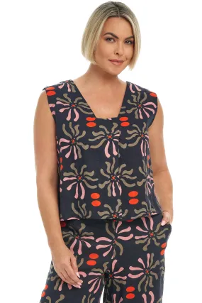 Floral Burst Linen Tank