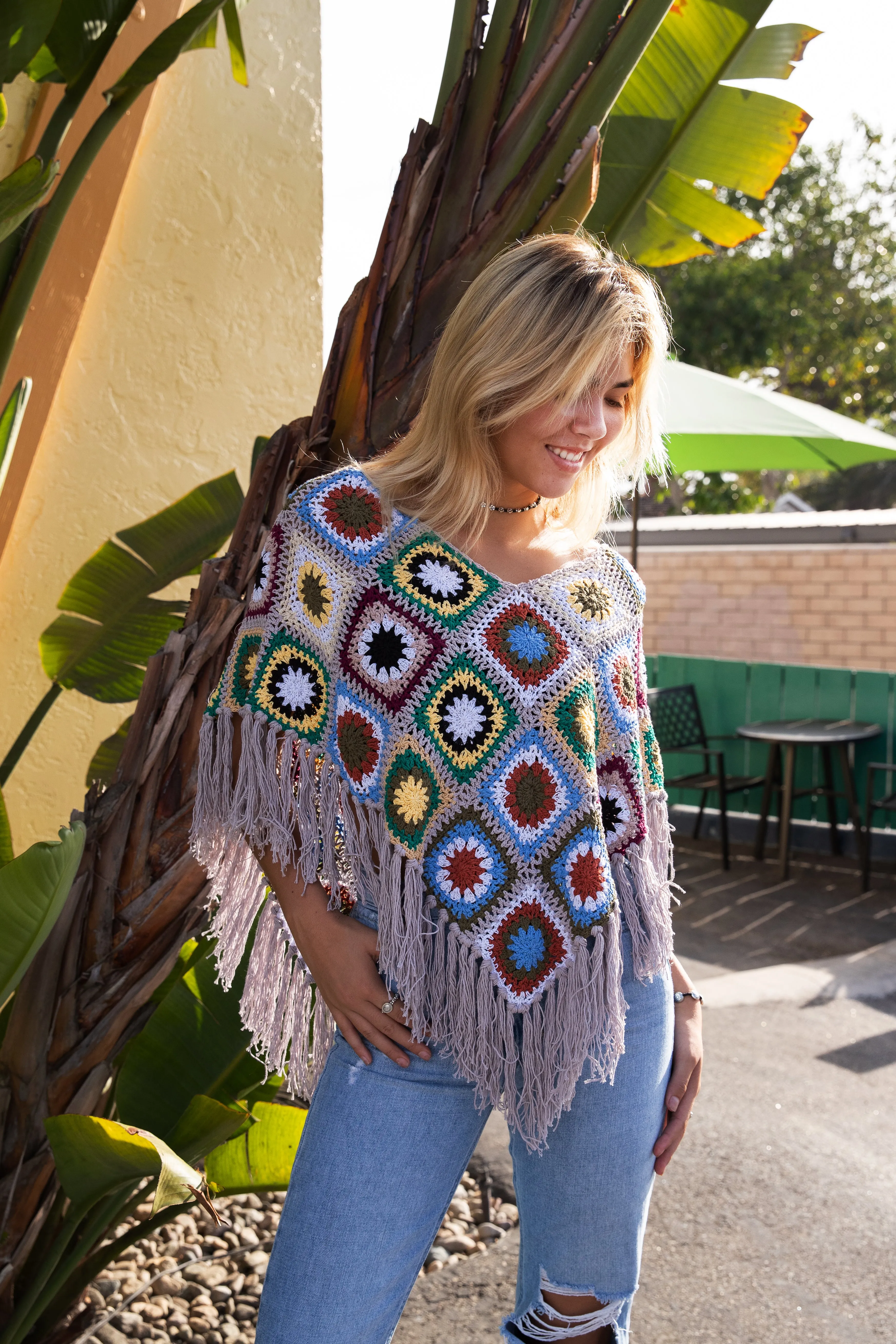 Flower Power Crochet Poncho