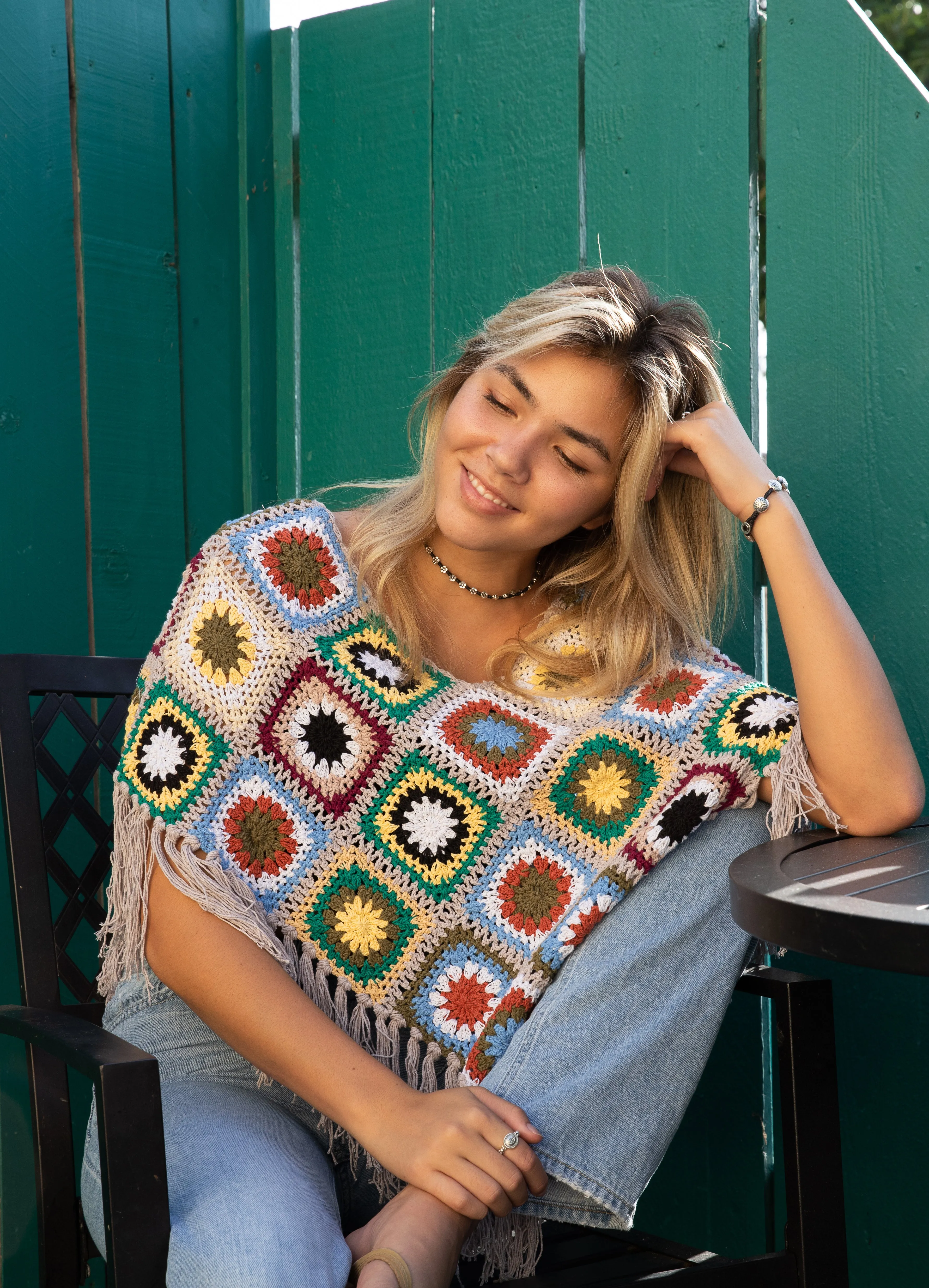 Flower Power Crochet Poncho