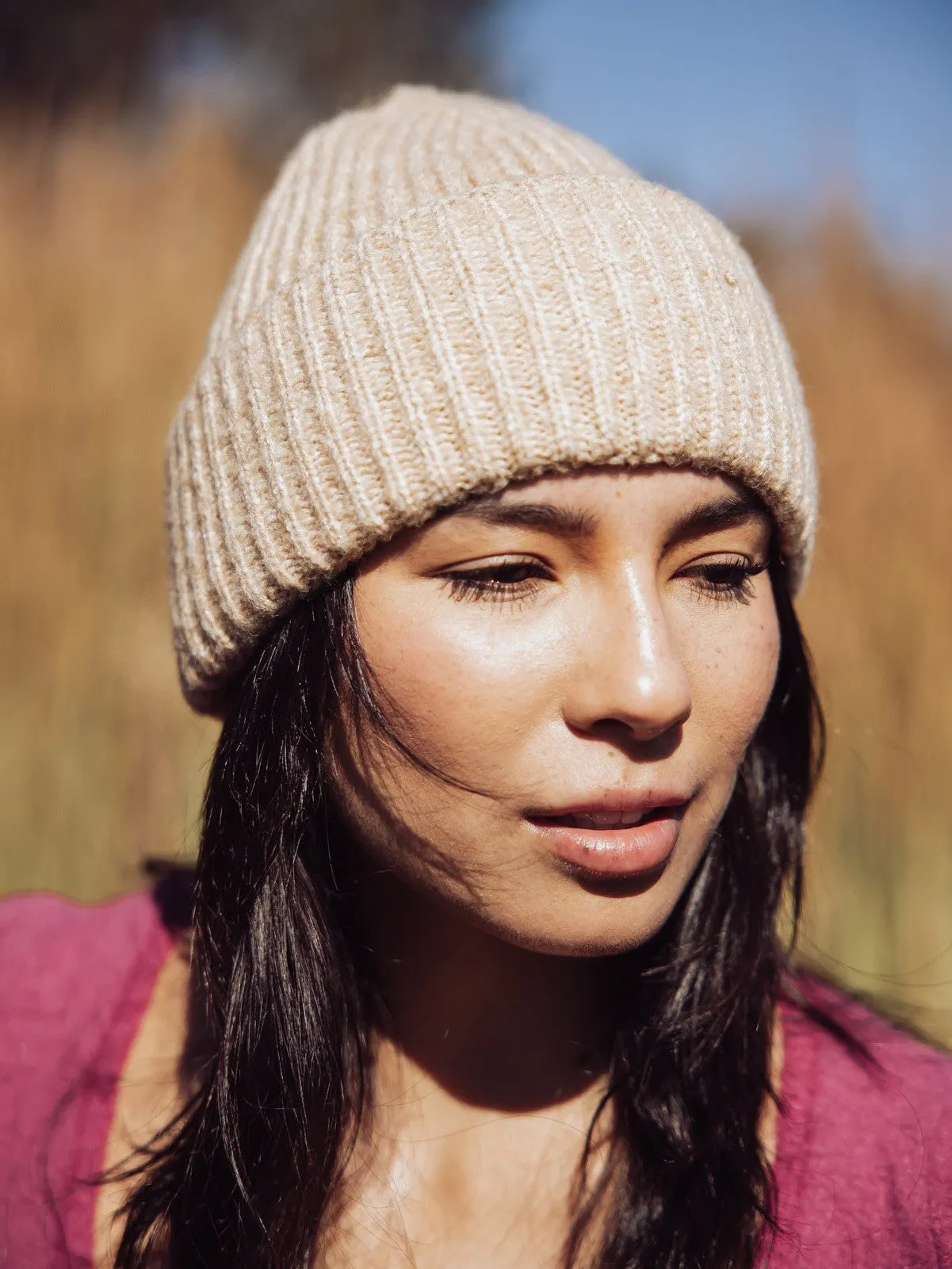 Free People Harbor Marble Ribbed Beanie - Camel