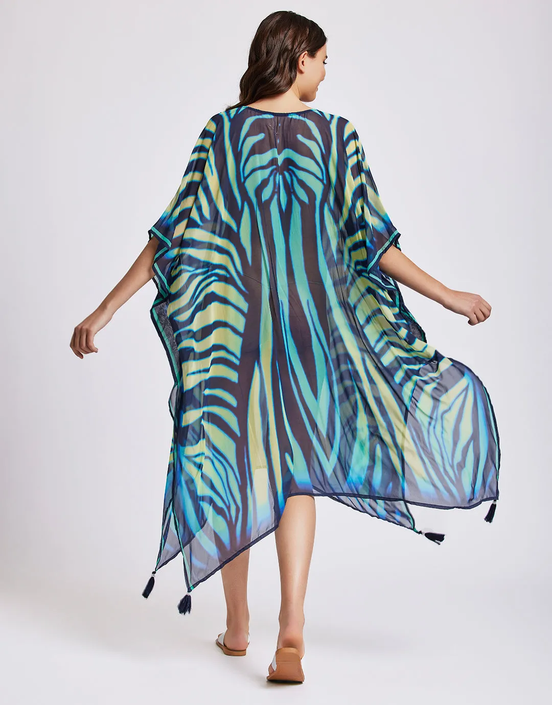 Fuego Poncho Kaftan - Multi Blue