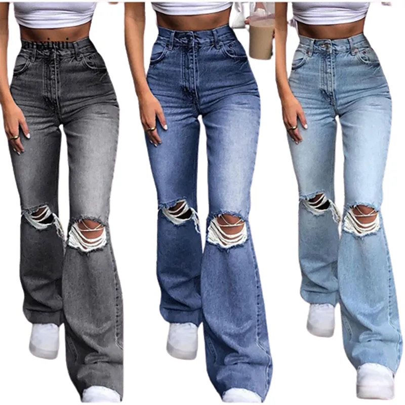 Funki Buys | Pants | Women's Vintage Ripped Bell Bottom Jeans