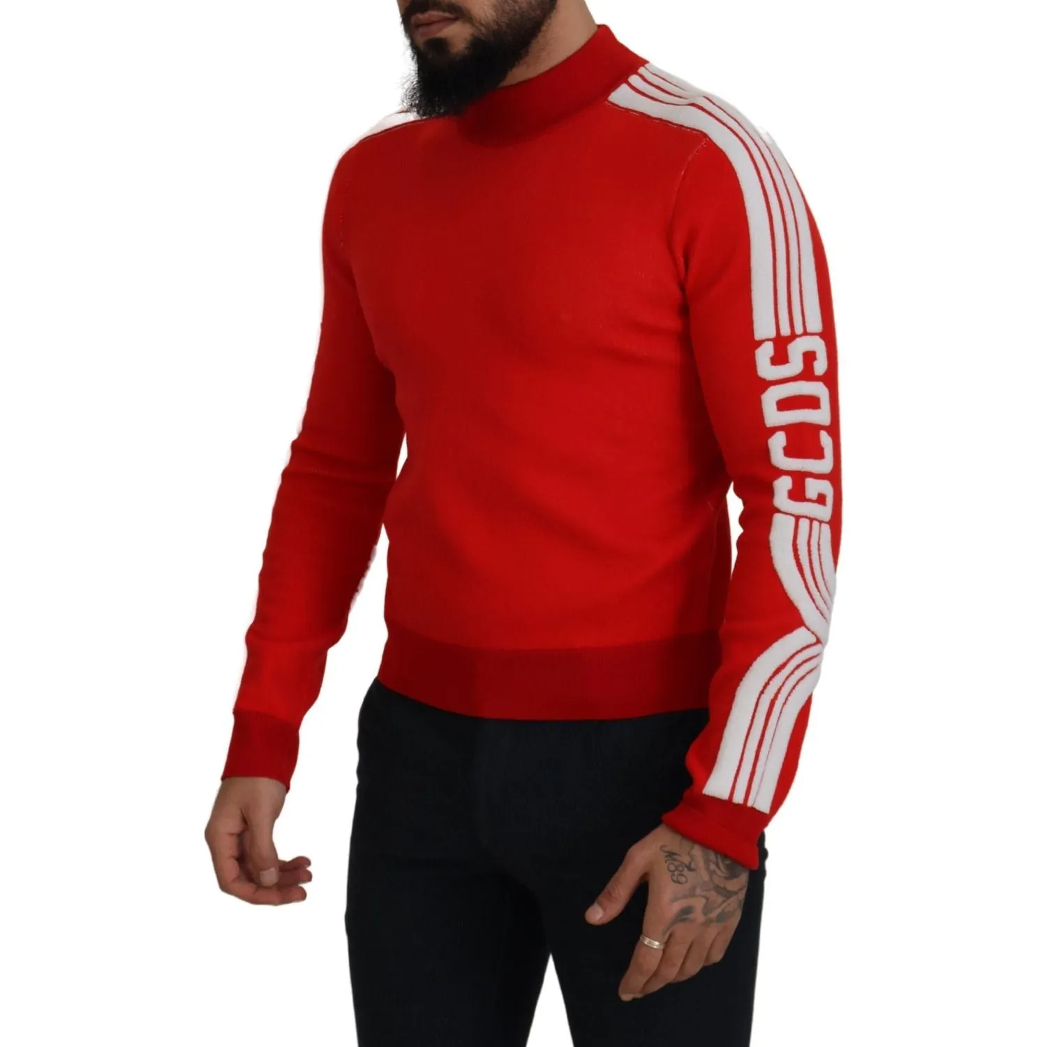 GCDS Elegant Red Pullover Sweater for Men