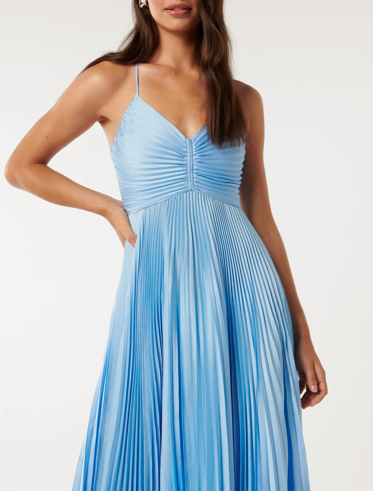 Geri Tie Back Pleated Maxi Dress