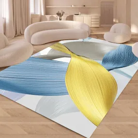 Golden Plant Leaf Modern Luxury Geometric Design Polyester Indoor Area Rug Carpet