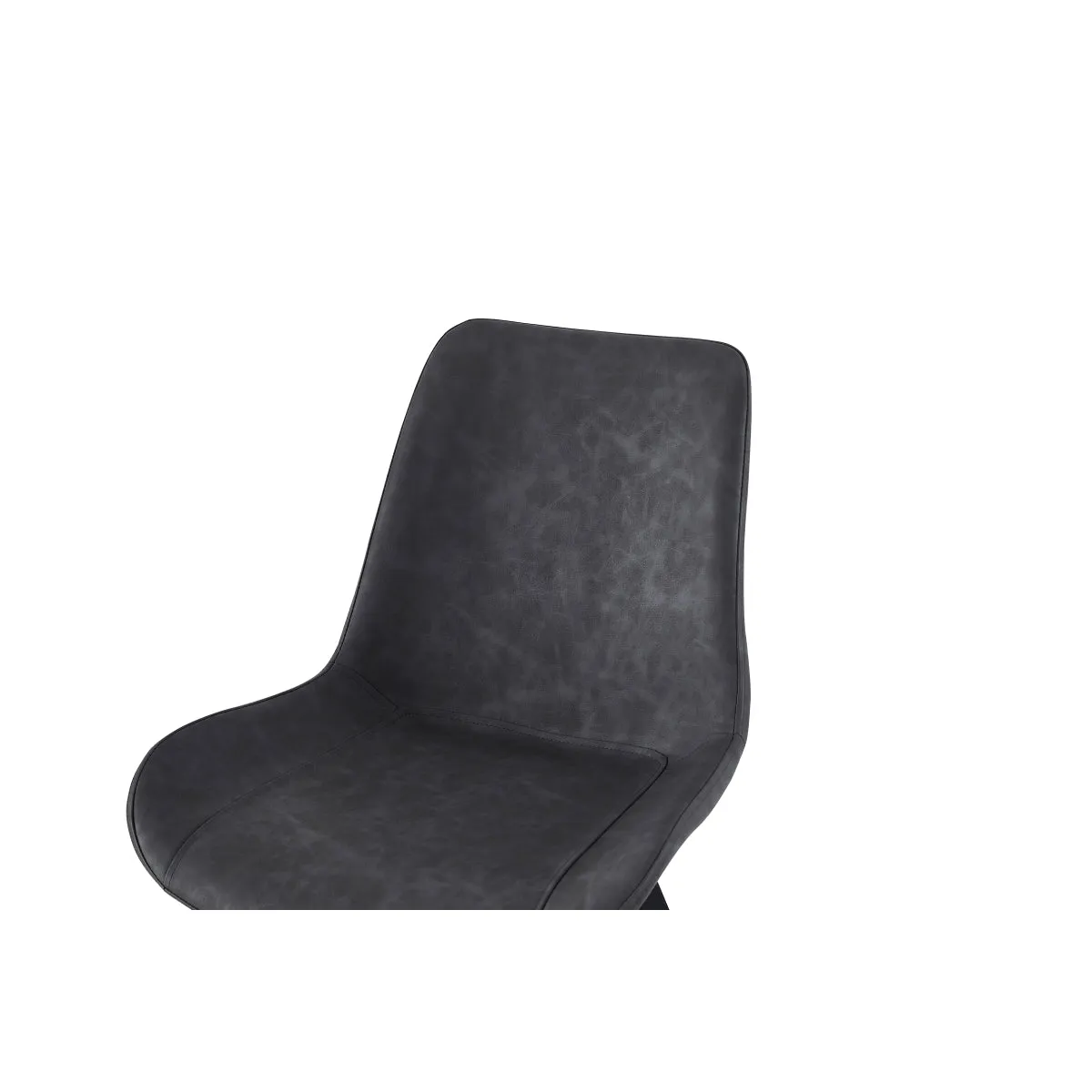 Grey Faux Leather Side Chair with Black Metal Legs - Set of 2