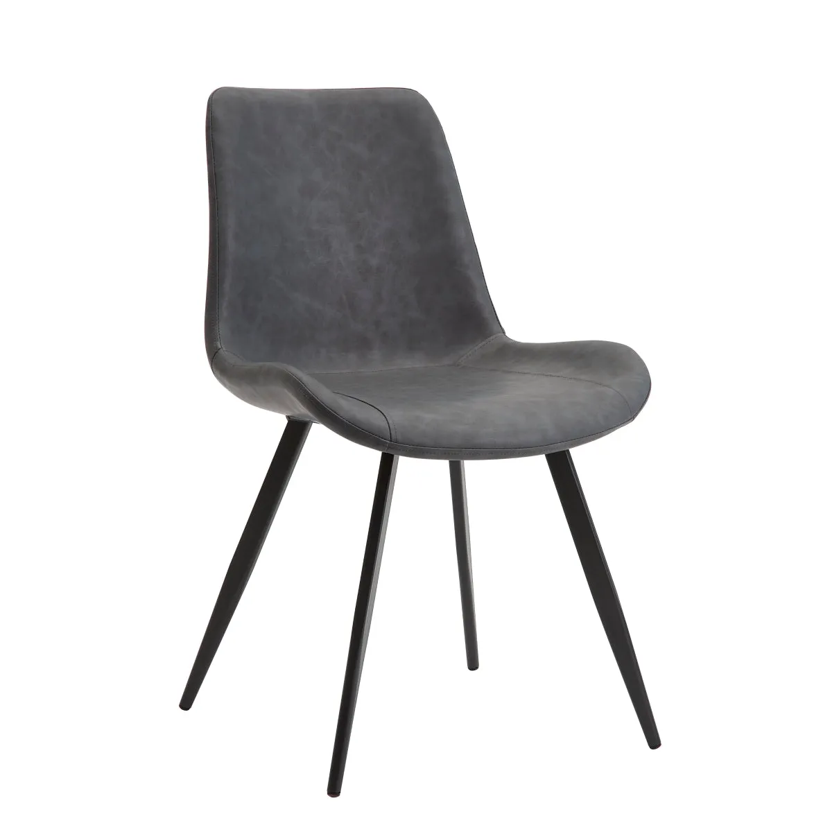 Grey Faux Leather Side Chair with Black Metal Legs - Set of 2