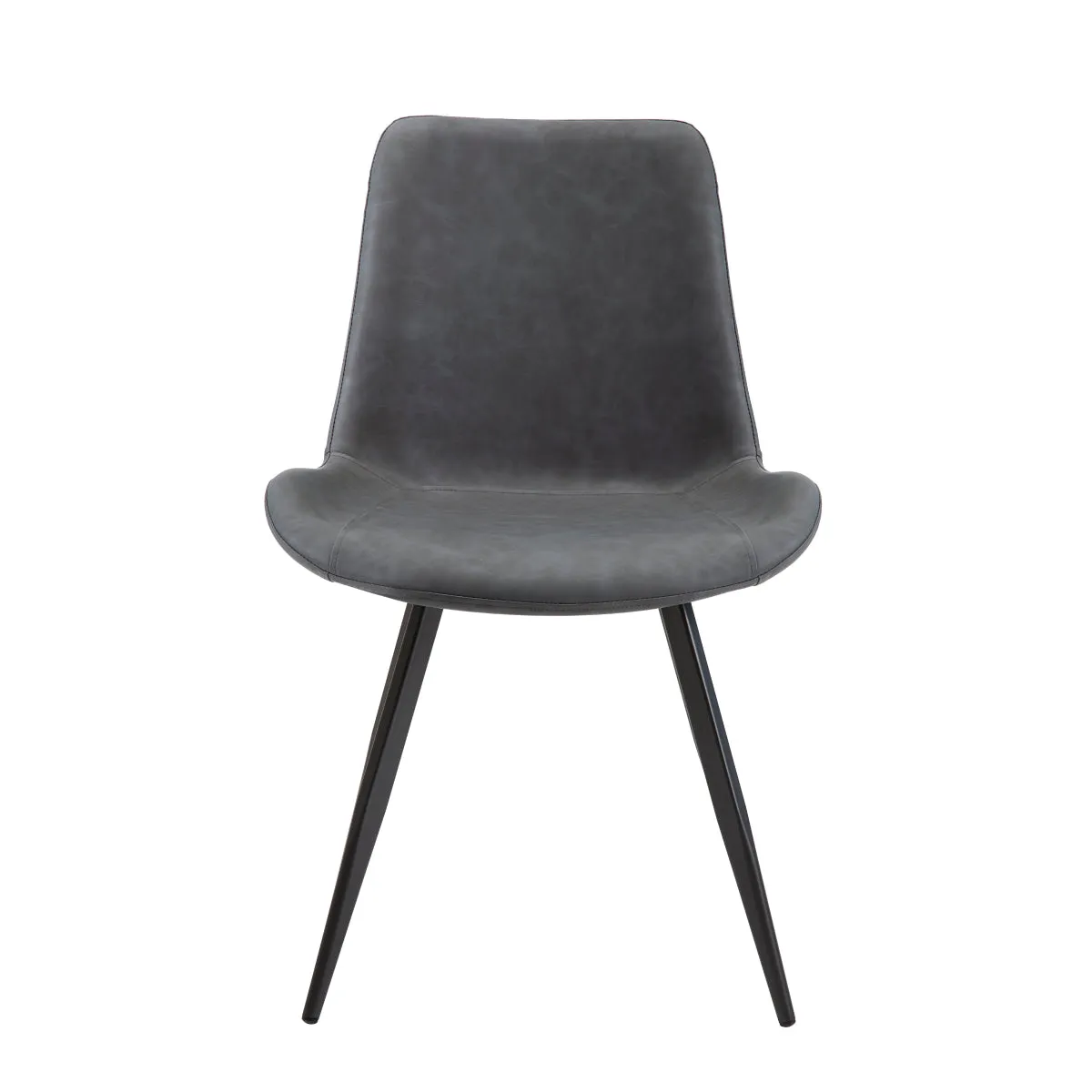 Grey Faux Leather Side Chair with Black Metal Legs - Set of 2