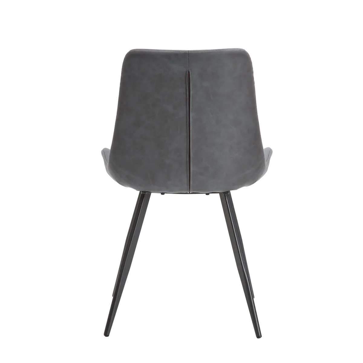 Grey Faux Leather Side Chair with Black Metal Legs - Set of 2