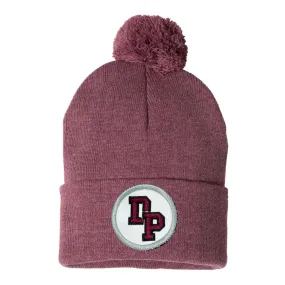 Heather Cardinal De Pere Interlocking DP Beanie Winter Pom Hat