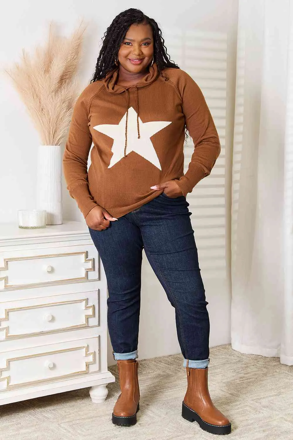 Heimish Full Size Star Graphic Hooded Sweater (BFD) T